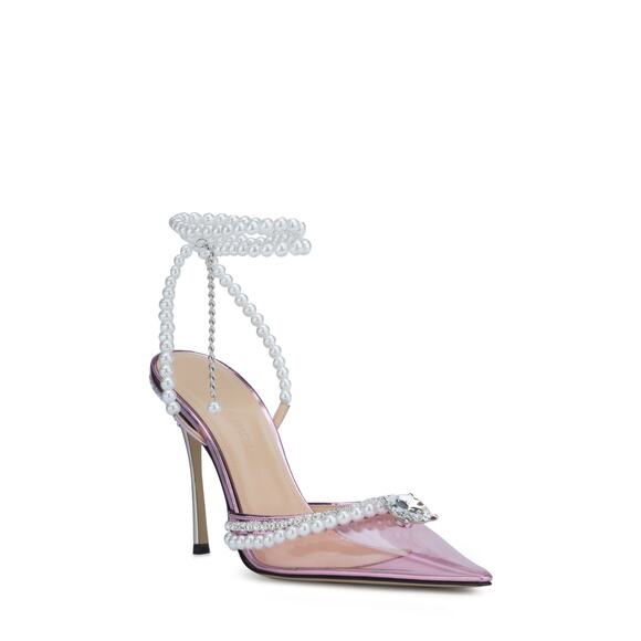 Mach & Mach 'Diamond Of Elizabeth' Imitation Pink Pearl Pointed Toe Stiletto - Picture 1 of 5